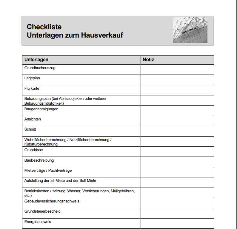 Sb Immobilien Checkliste Hausverkauf SB Immobilien